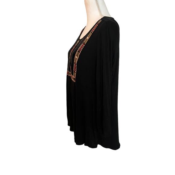 HANNAH WOMEN'S EMBROIDERED LONG SLEEVE TUNIC TOP BLOUSE SIZE LARGEIZE LARGE - Picture 2 of 6